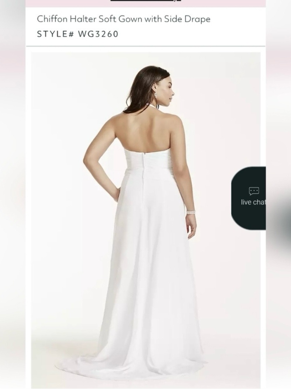 David's Bridal Diamond White Halter Neck Wedding Gown Size 18W Style 9WG 3260 - Picture 5 of 9
